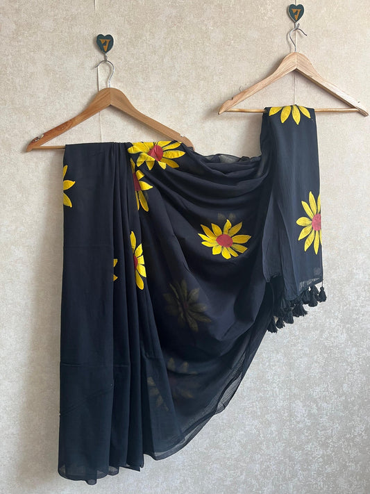 Surajmukhi Black Mul Saree