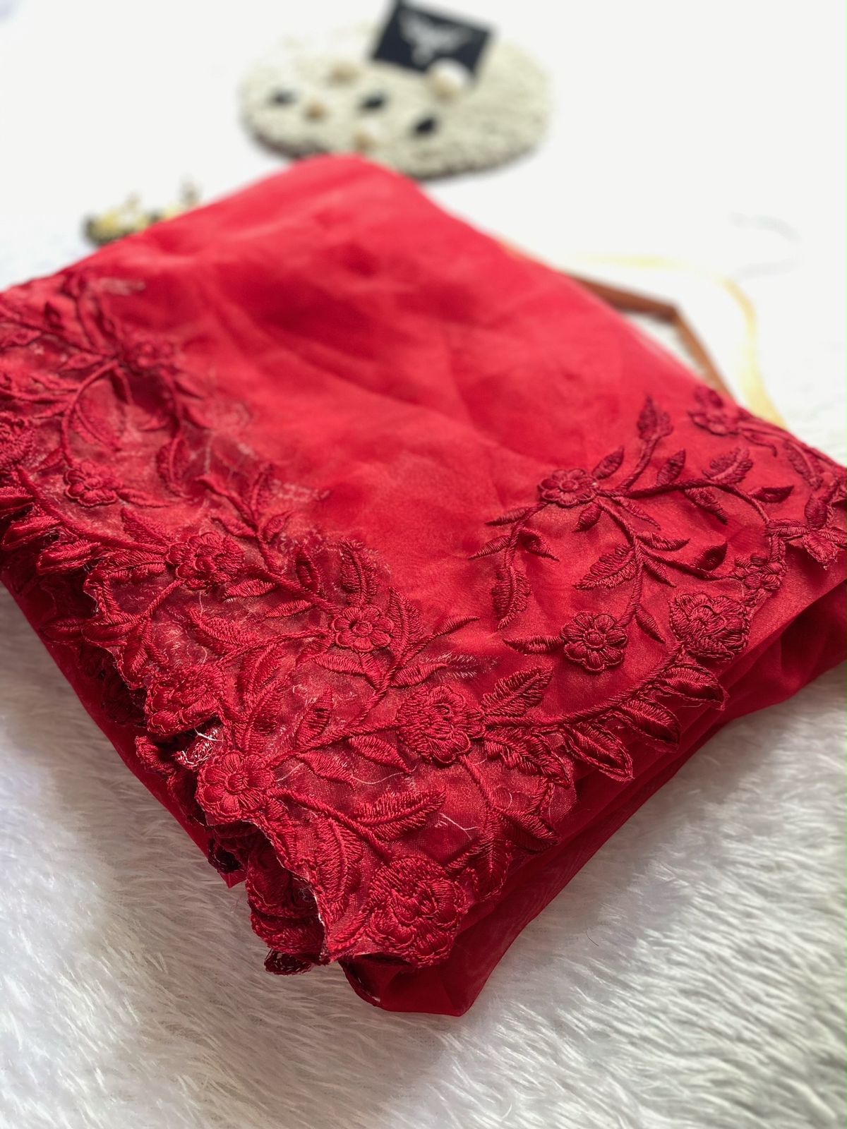 Ruby Red Organza Saree