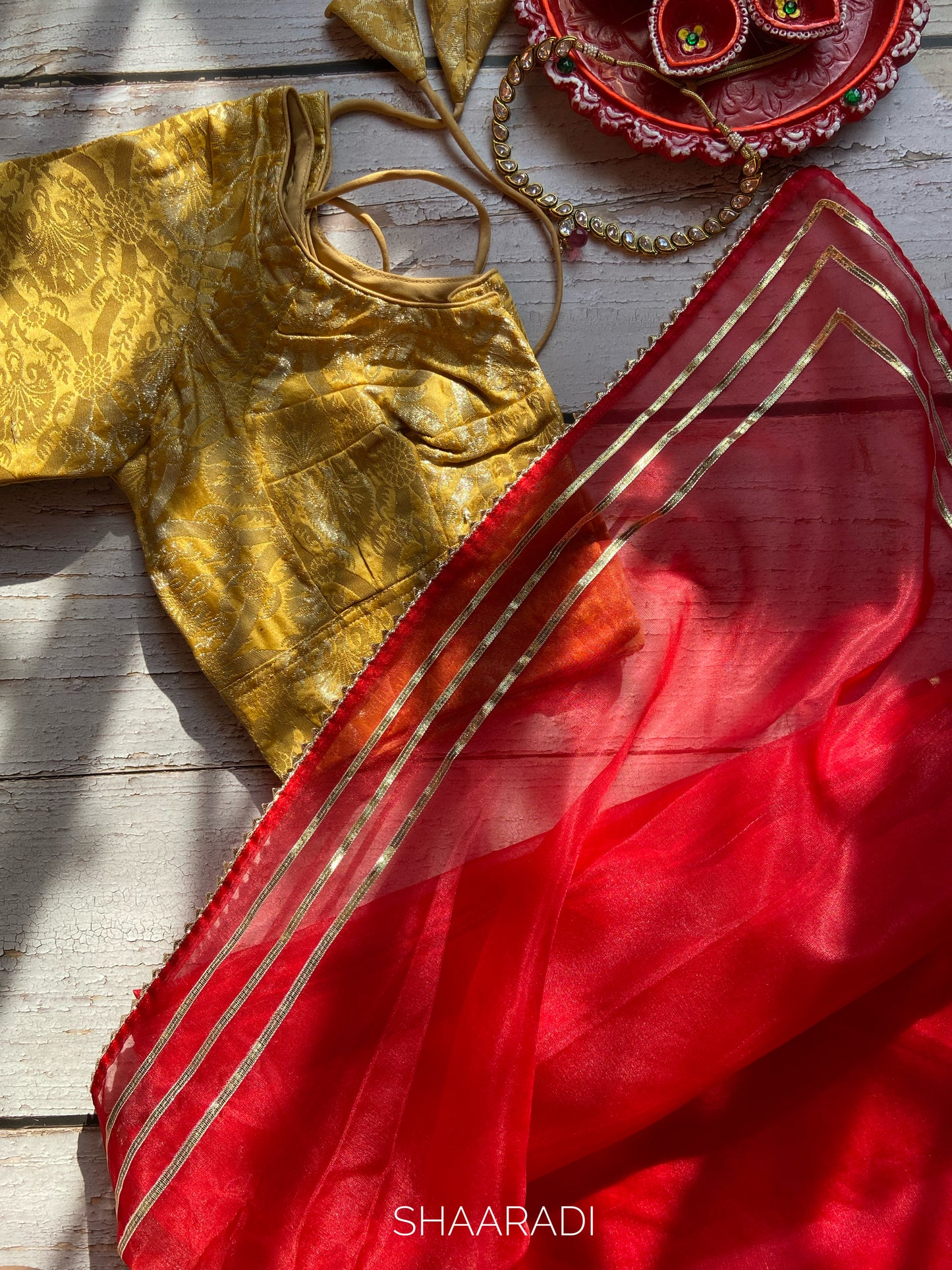 Sona Red Organza Saree