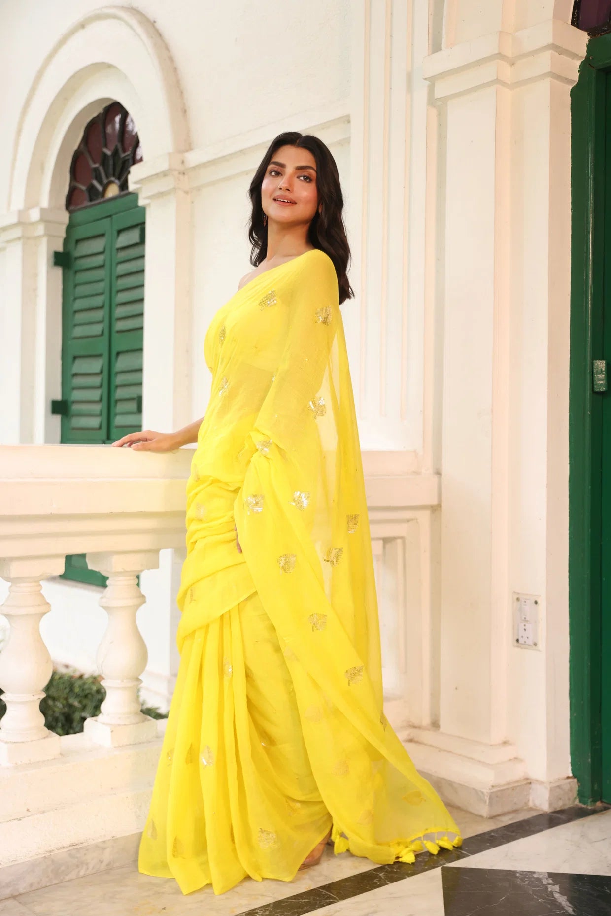 Kirti sequinned Mul Saree