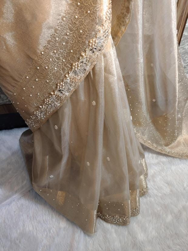 Reba Tissue Silk Saree (Beige)