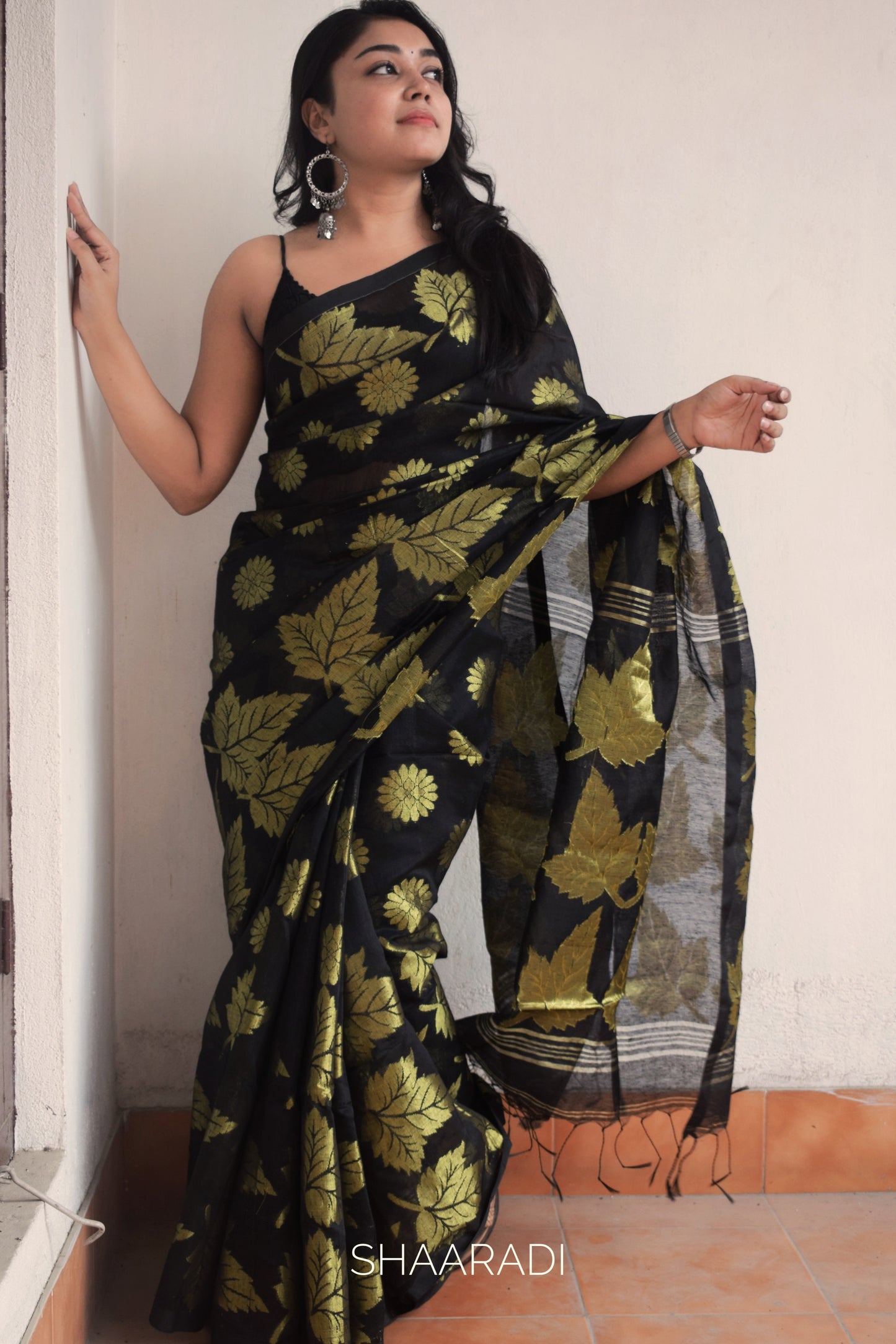 The Golden Flower Saree