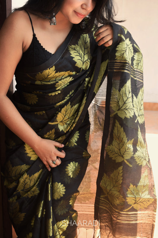 The Golden Flower Saree