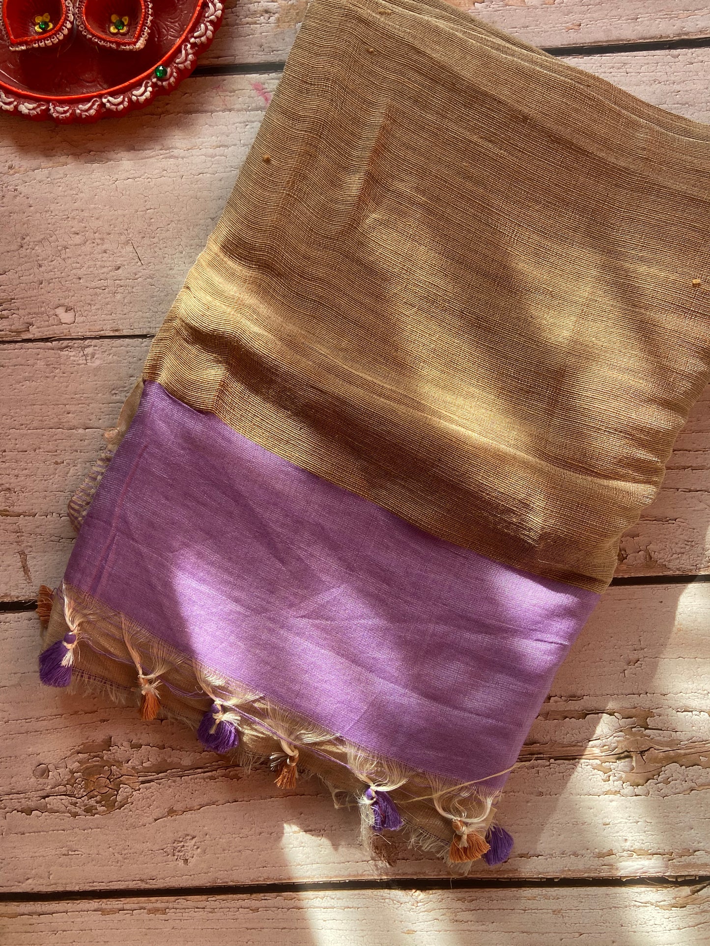 Lavender Ghicha Linen Saree