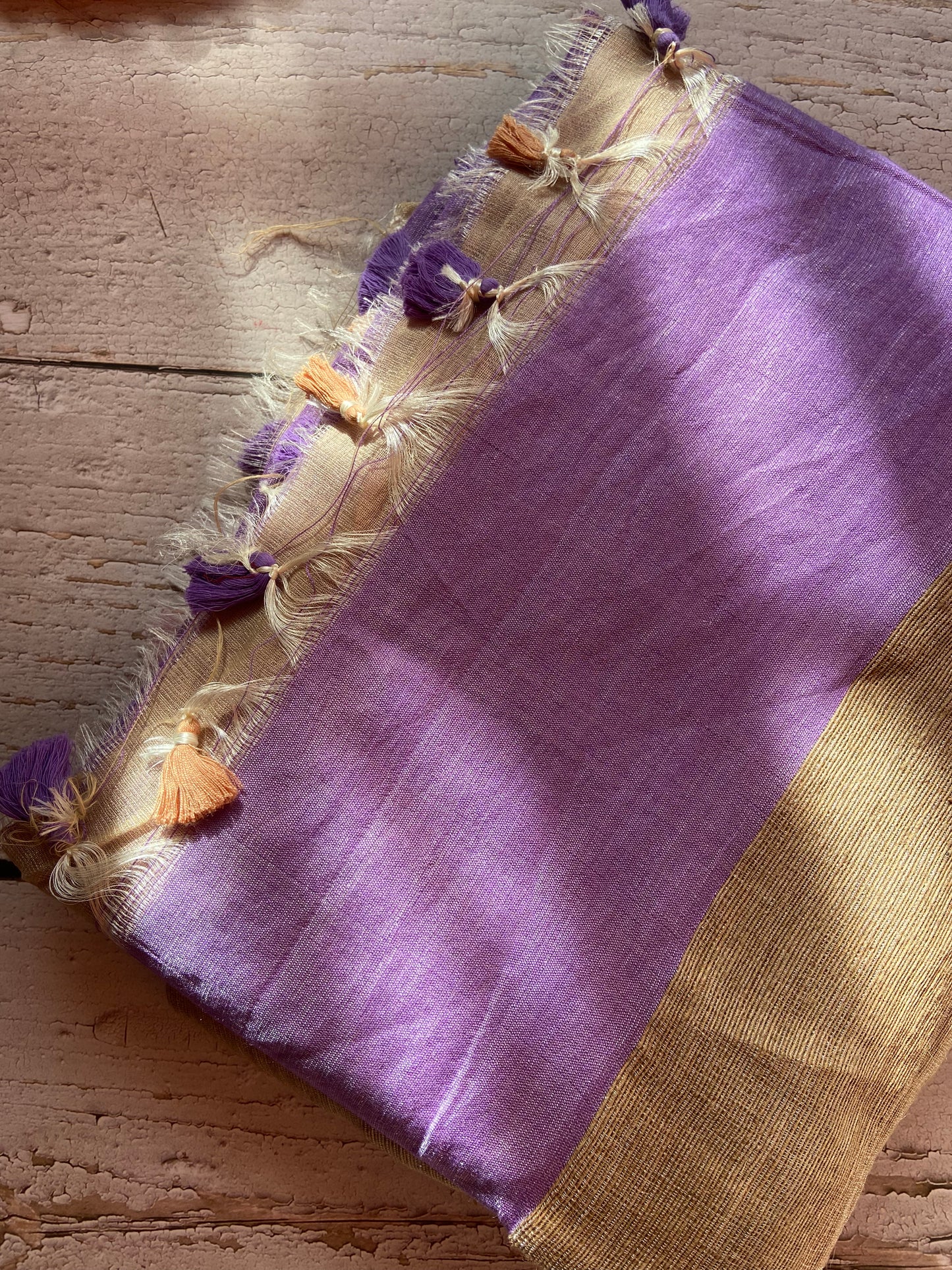 Lavender Ghicha Linen Saree