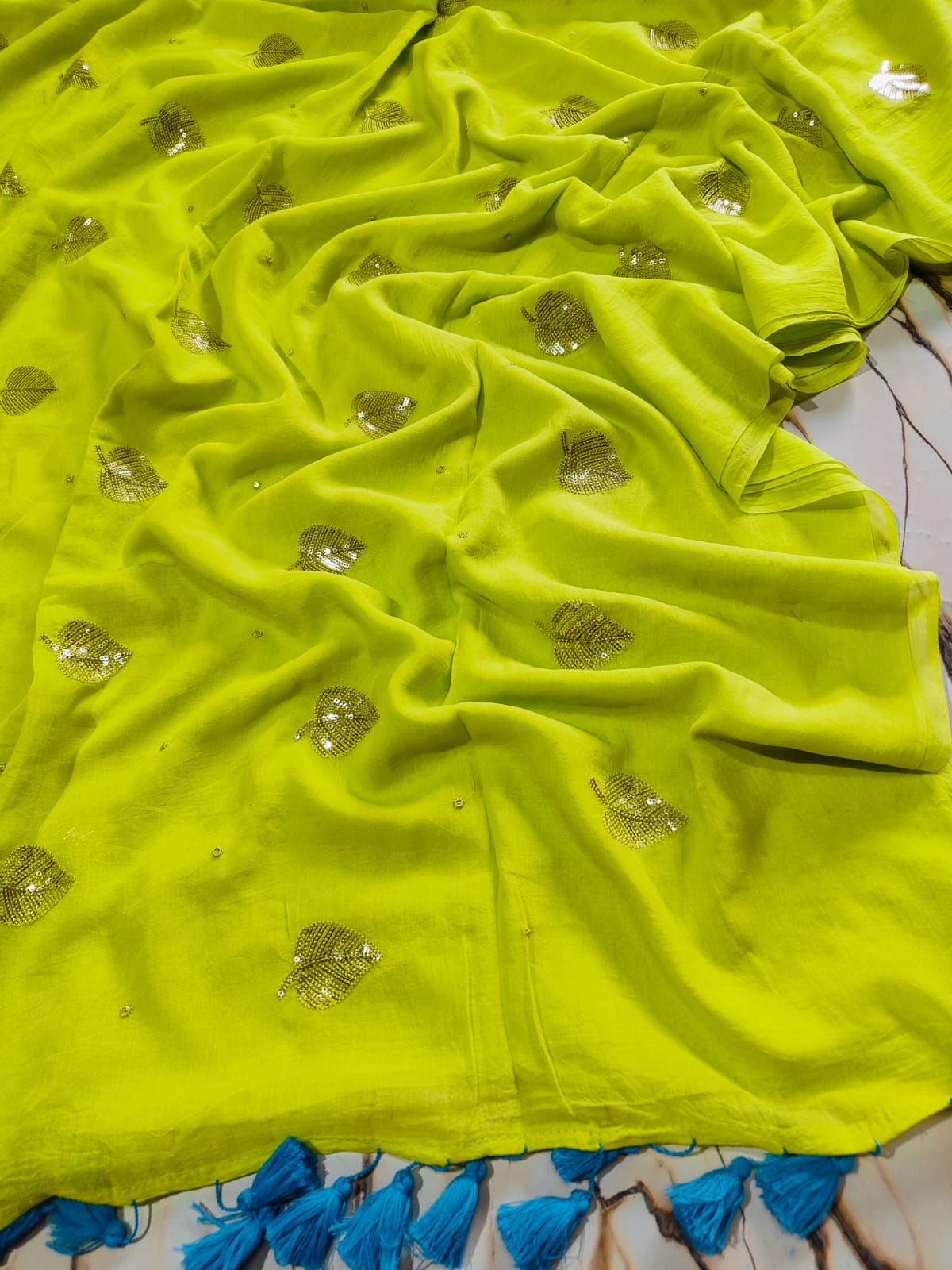 Kirti sequinned Mul Saree