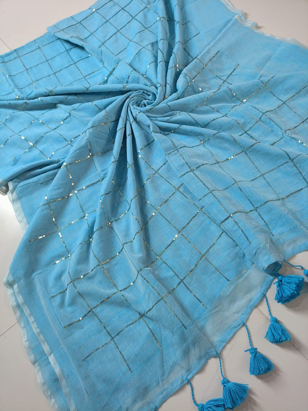 Sequinned Mul Saree