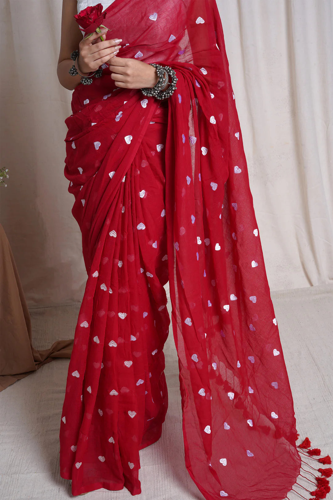 Red Heart Saree