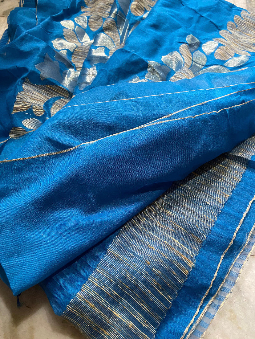 Golden hour on blues Saree