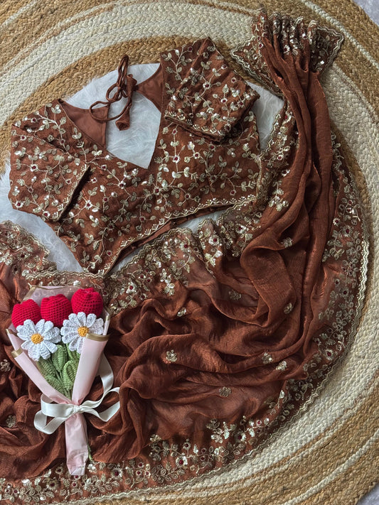 Inaaya Embellished Saree (wine)