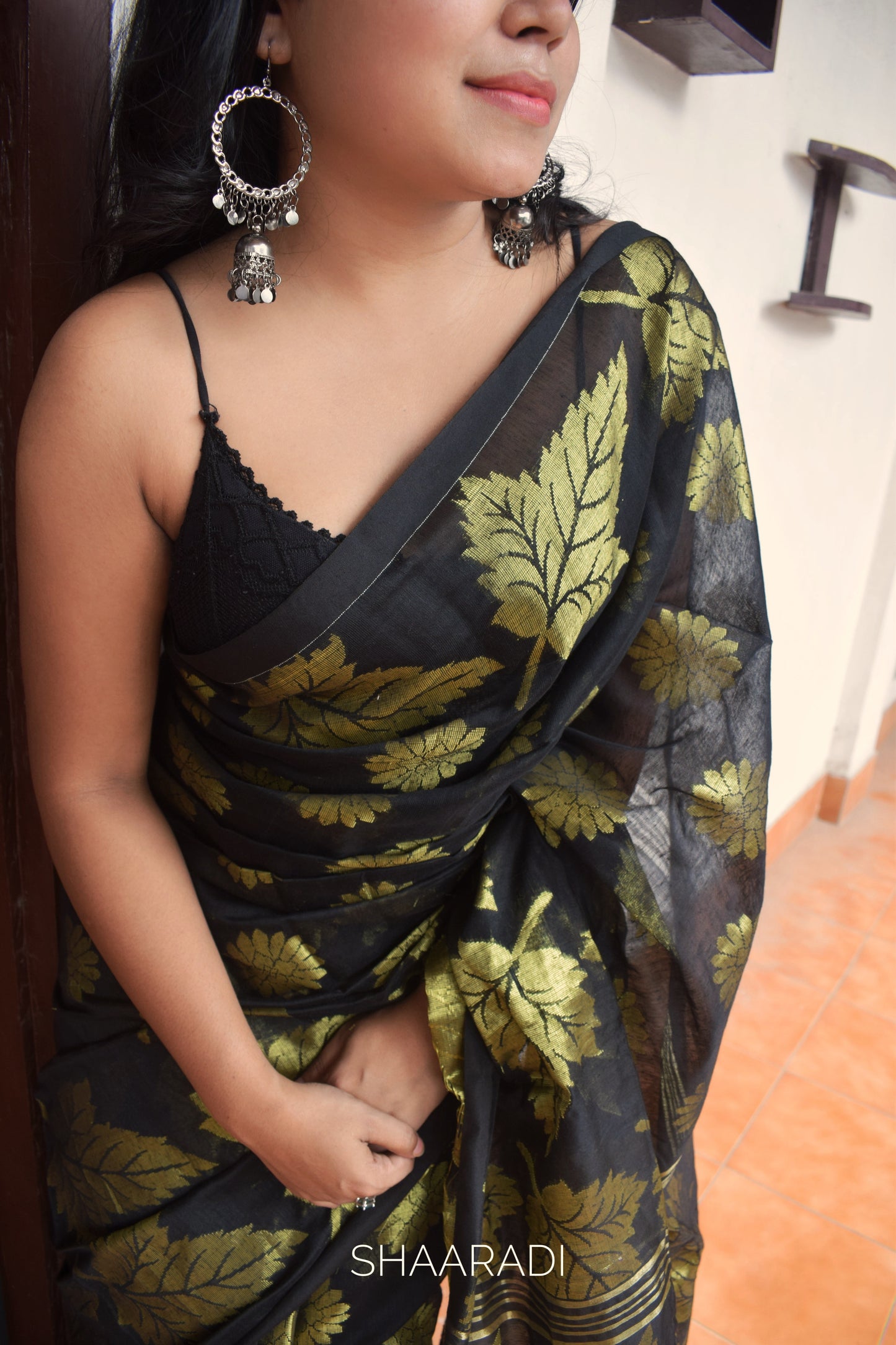 The Golden Flower Saree