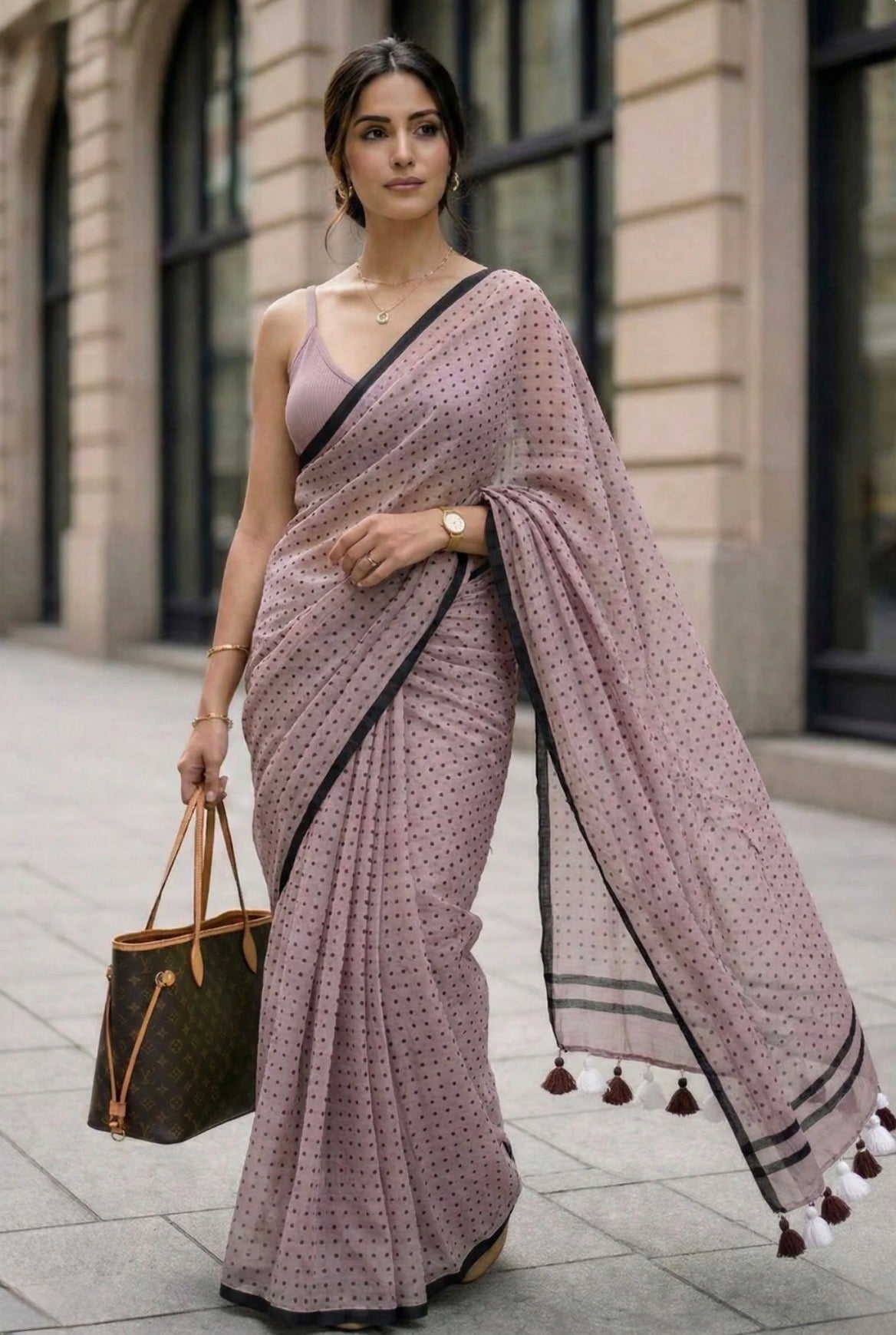 Polka Mul Saree