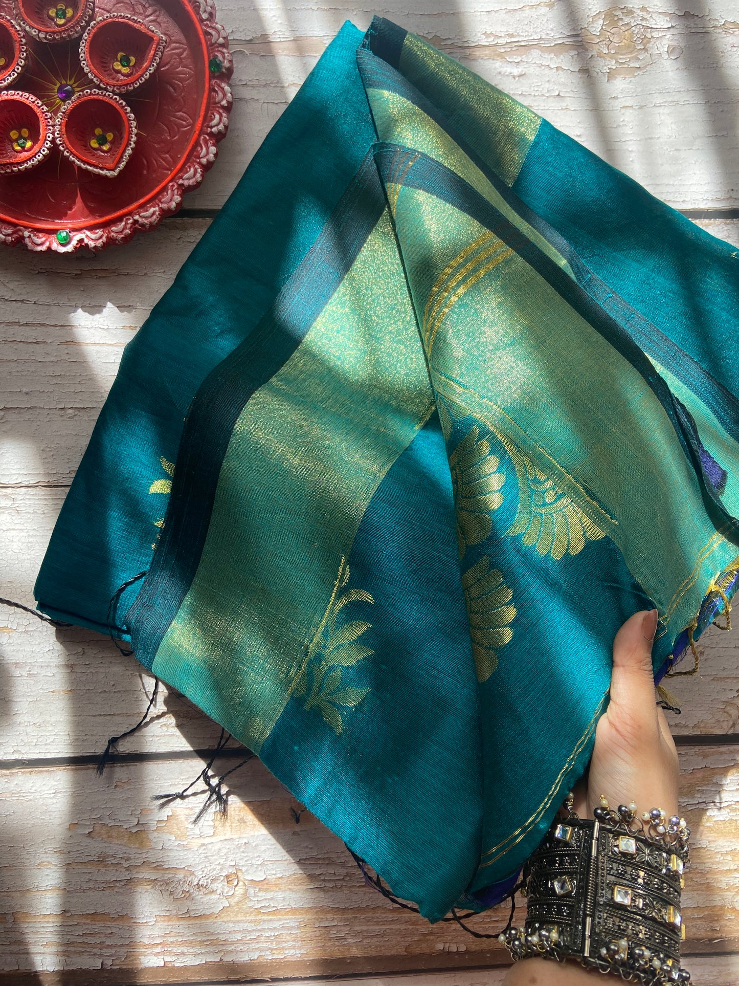 Teal Tia Saree