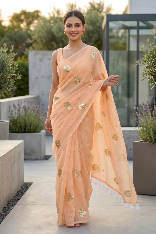 Binni Sequinned Mul Saree