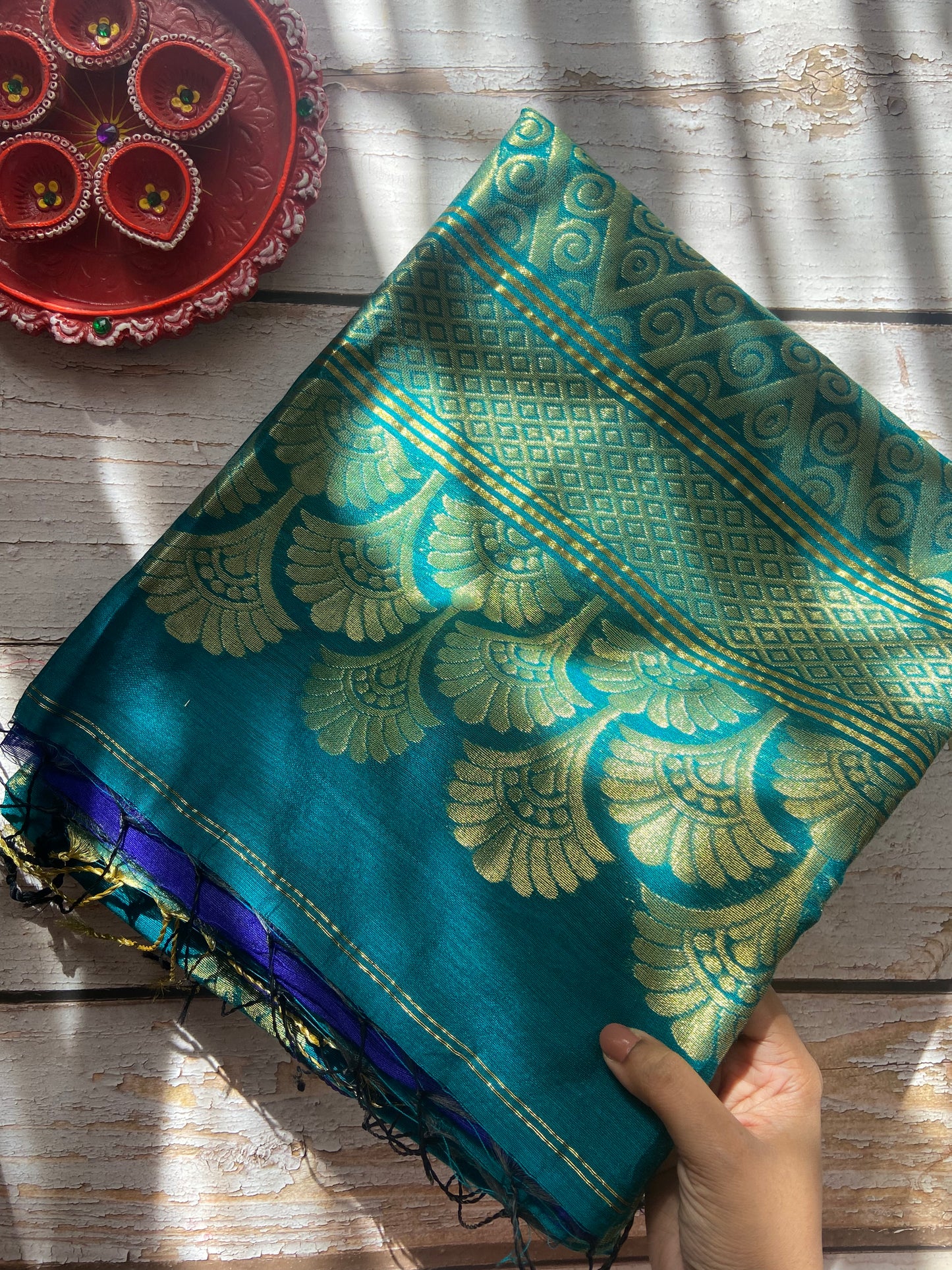 Teal Tia Saree