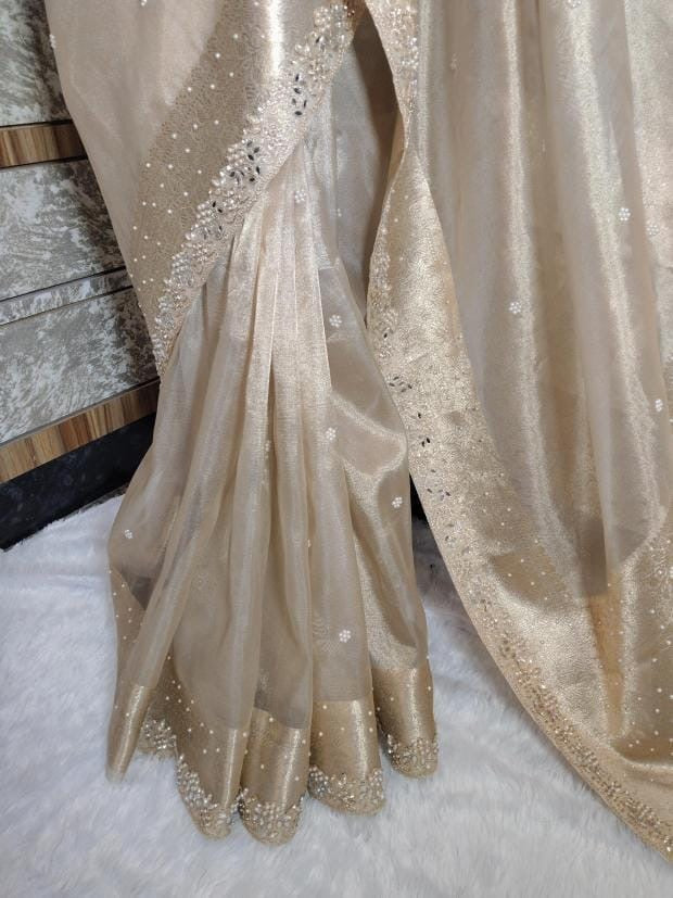 Reba Tissue Silk Saree (Beige)