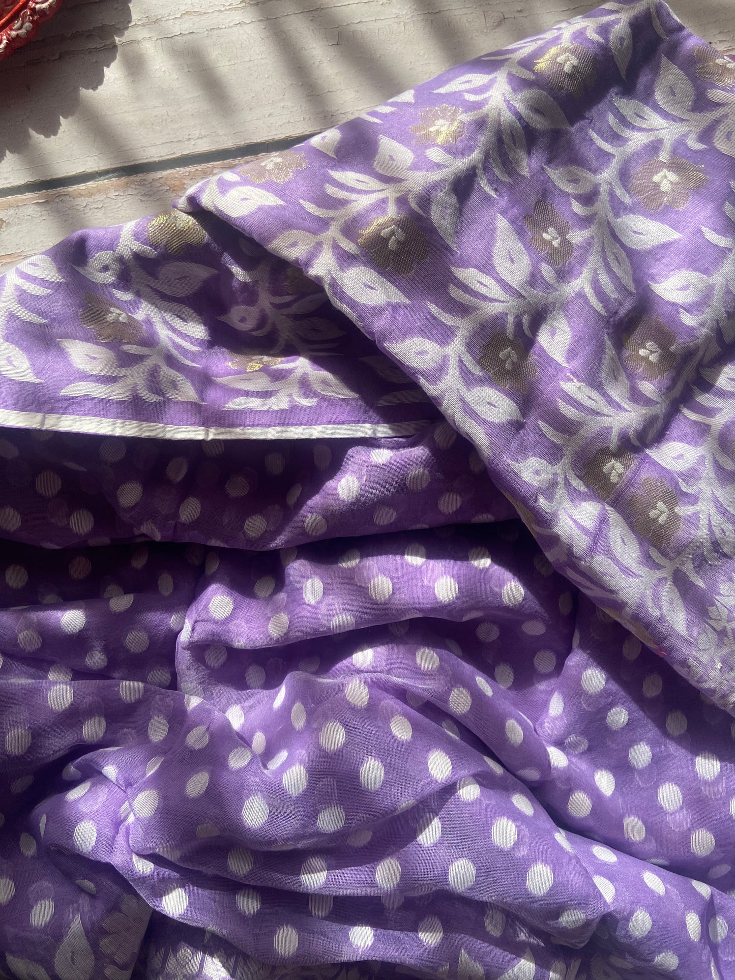 Lilac Jamdani Saree