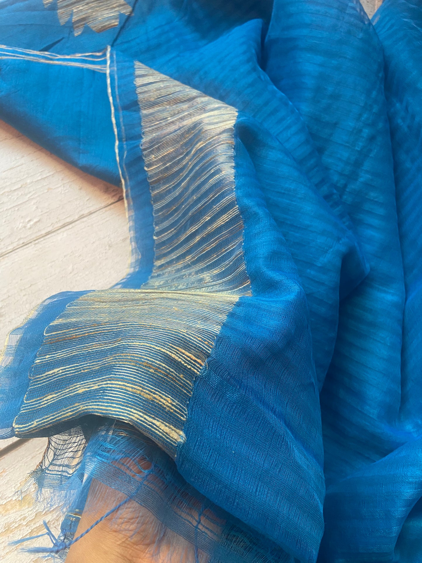 Golden hour on blues Saree