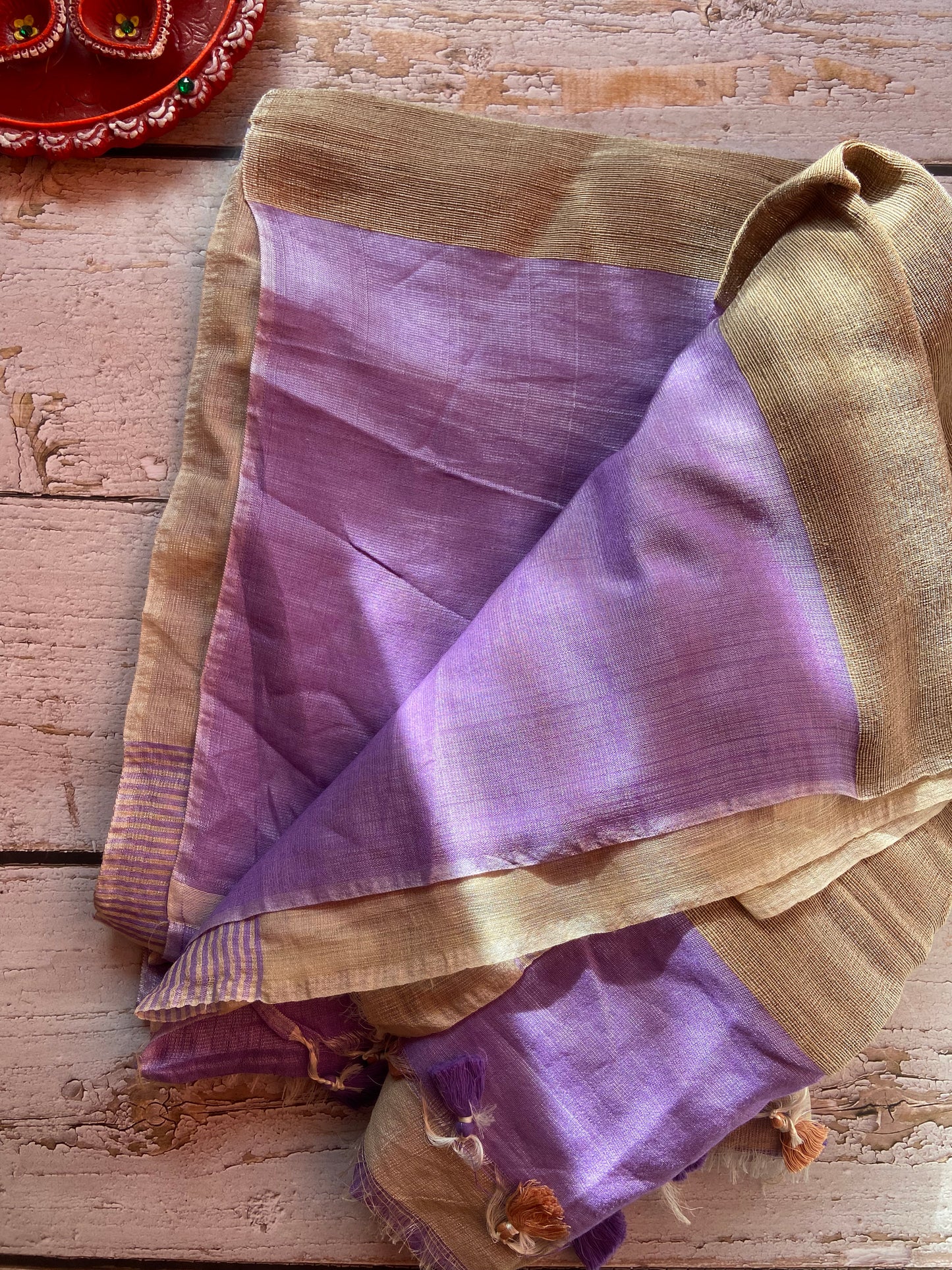 Lavender Ghicha Linen Saree