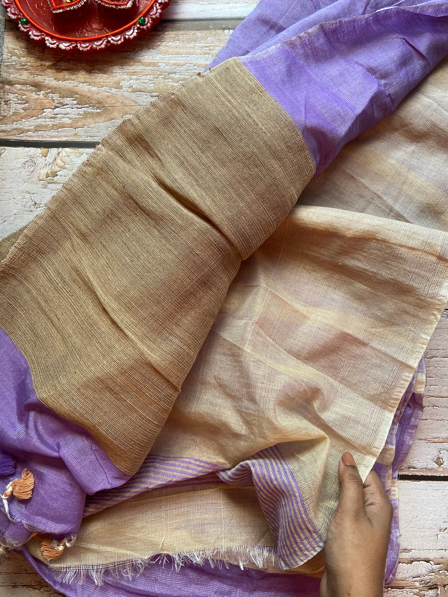 Lavender Ghicha Linen Saree