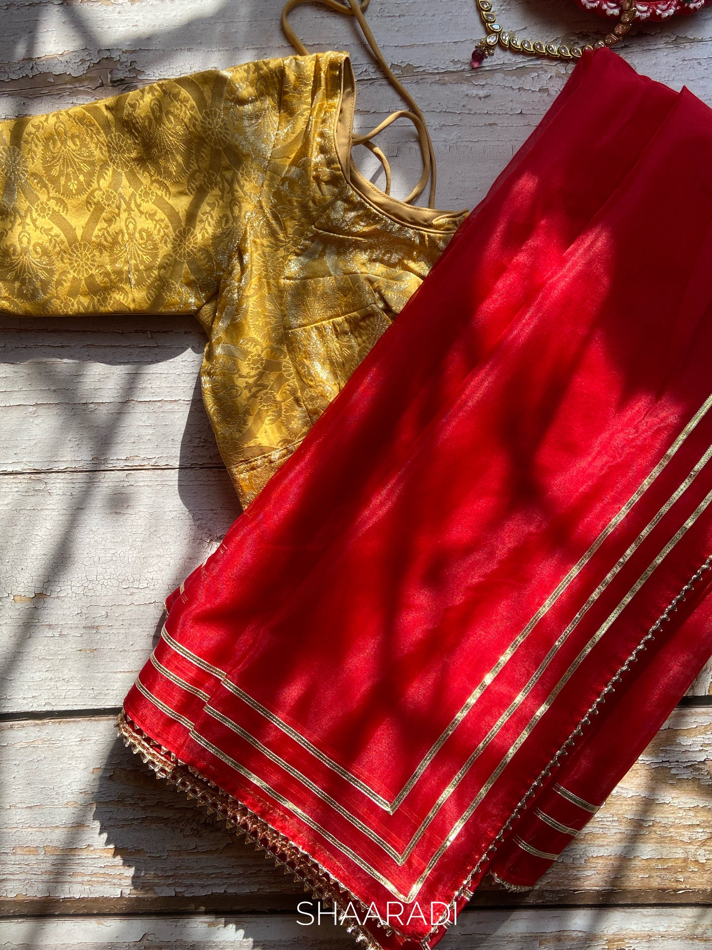 Sona Red Organza Saree