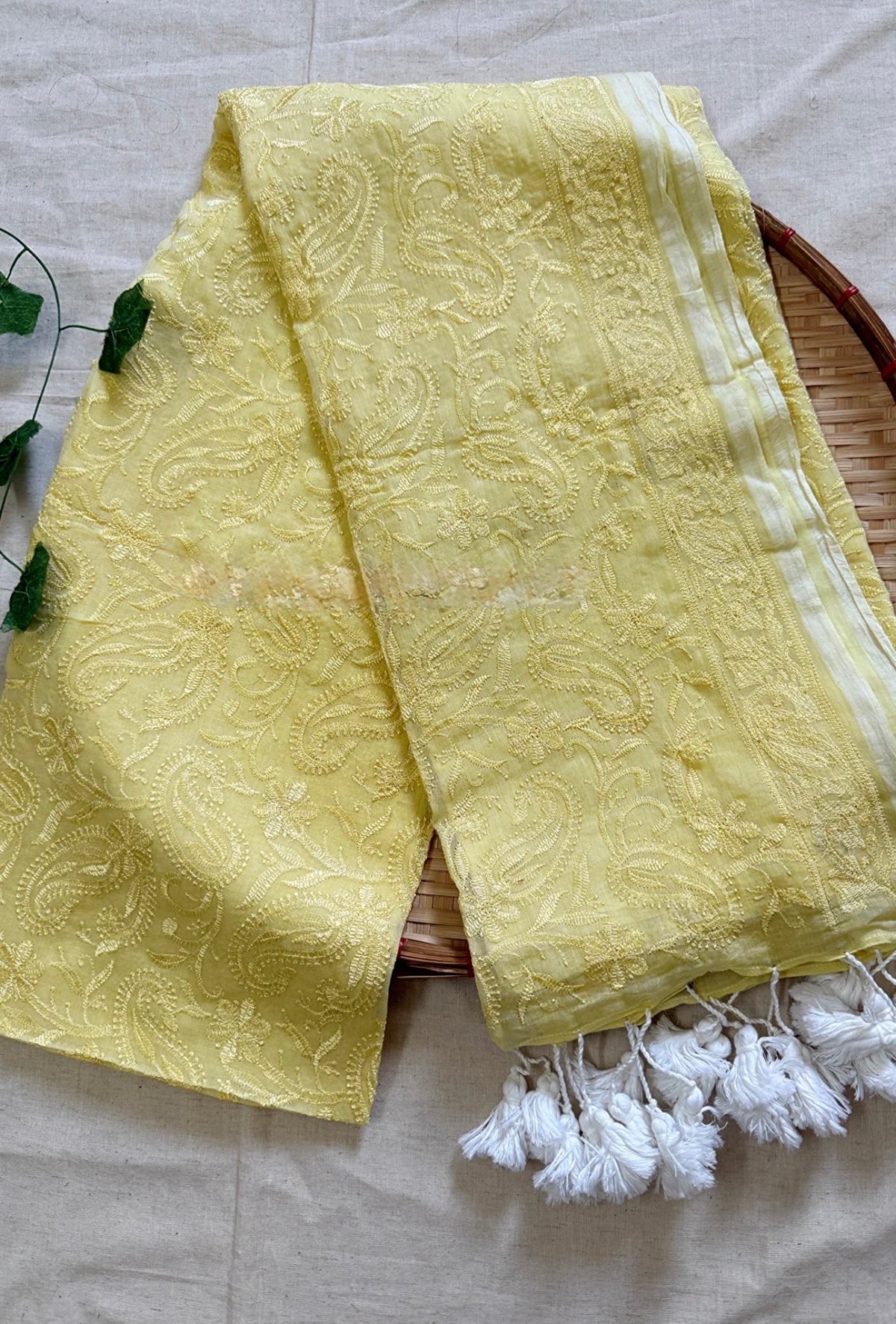 Netra Chikan Saree (yellow)