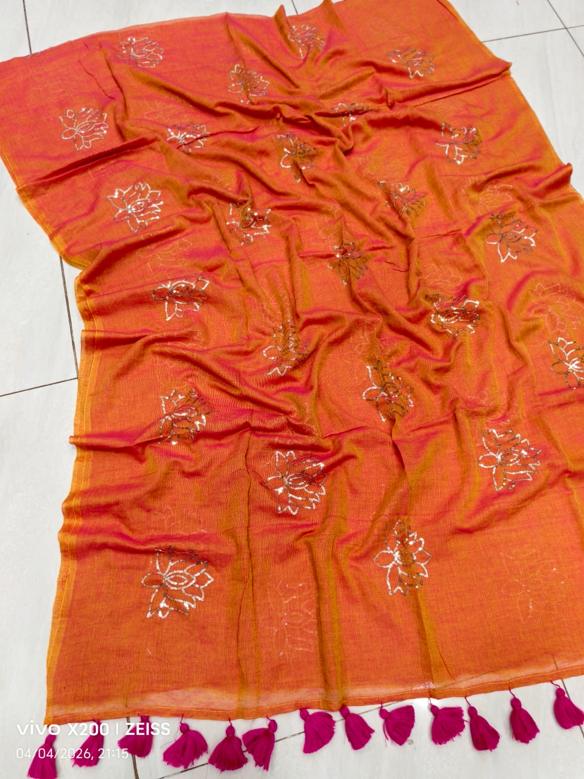 Sequinned kamal mul saree