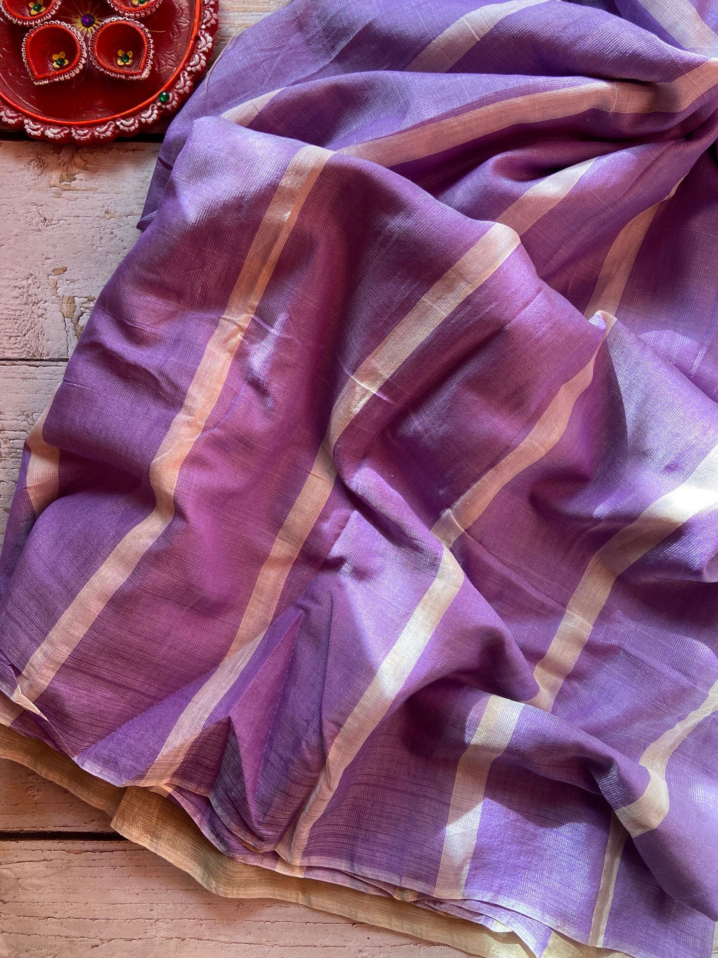 Lavender Ghicha Linen Saree