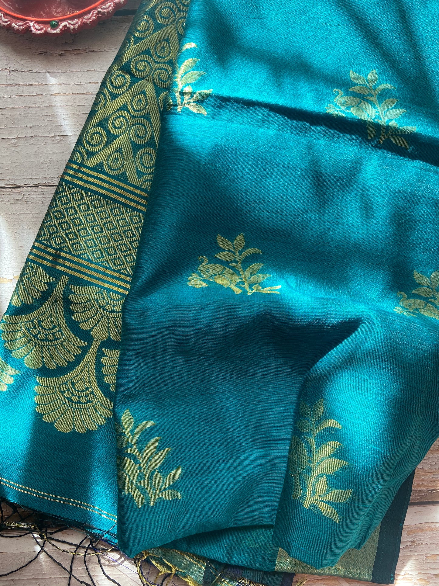 Teal Tia Saree