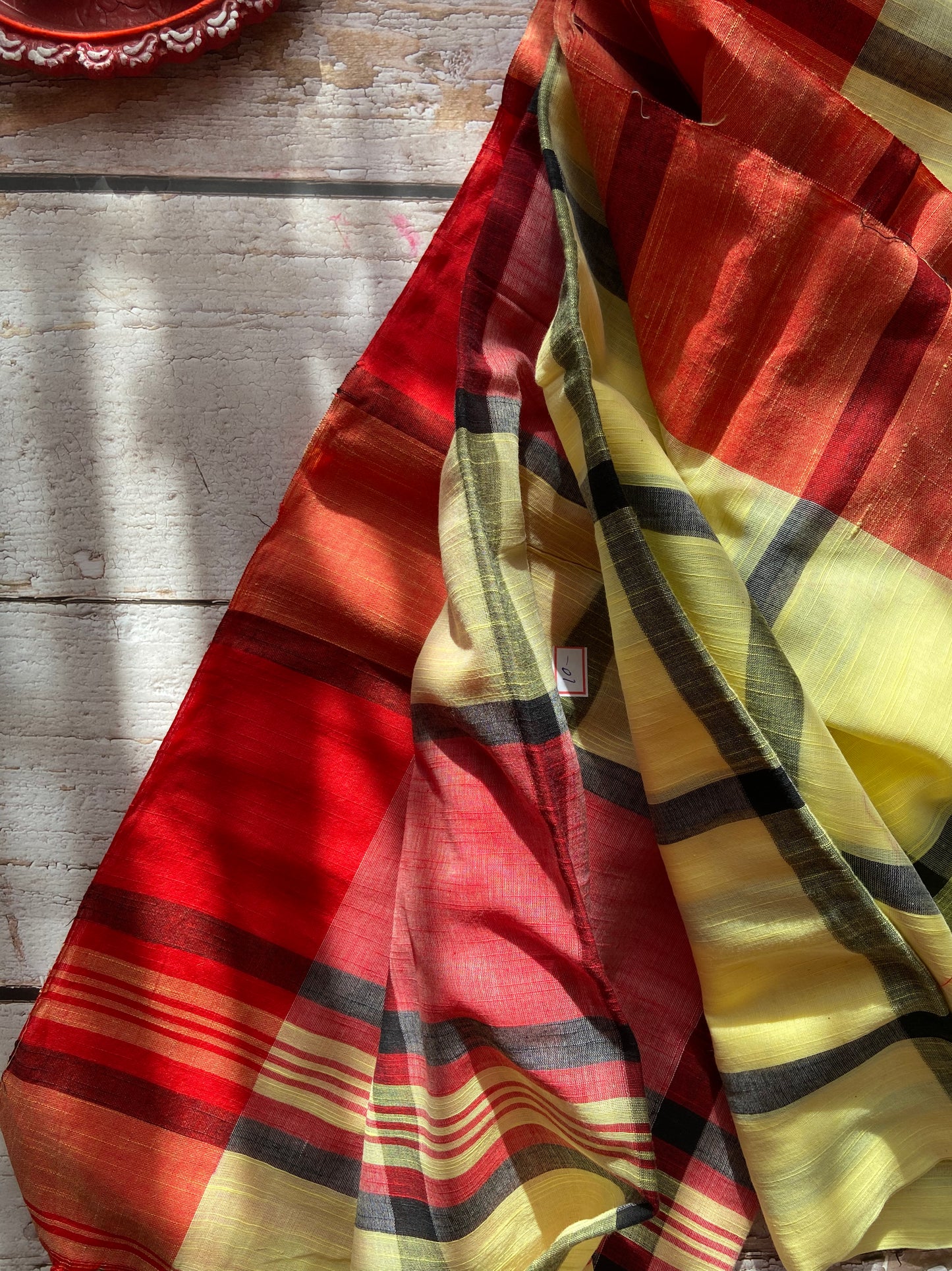 Laal Holudh Khadi Saree