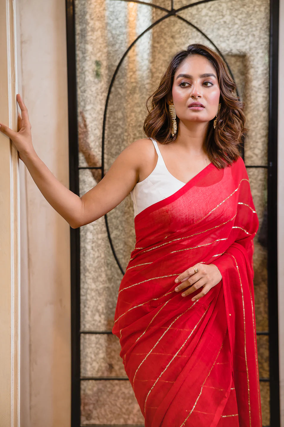 Sequinned Mul Saree