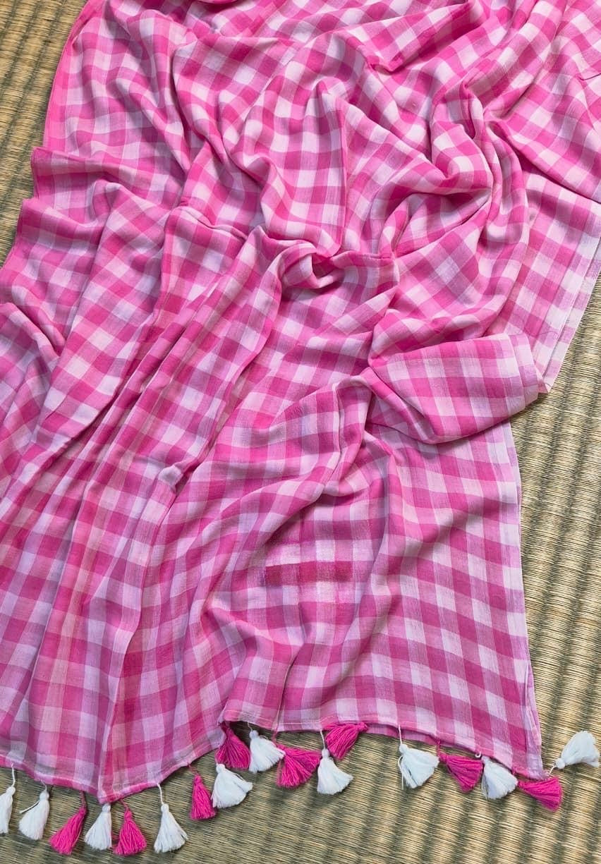 Ila Checked Mul Saree