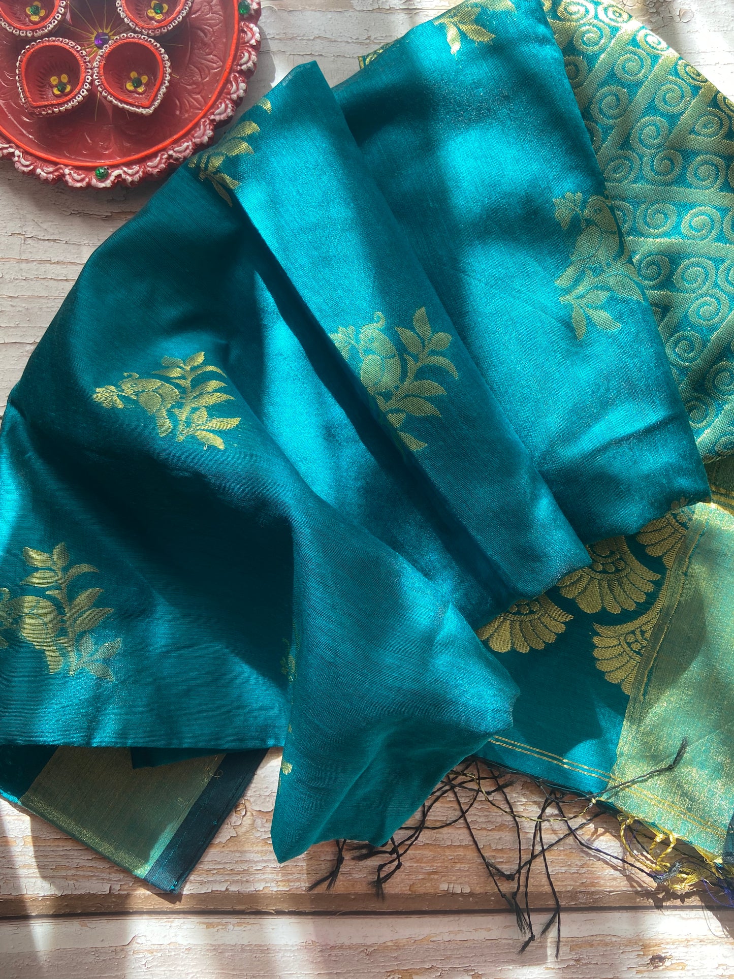 Teal Tia Saree