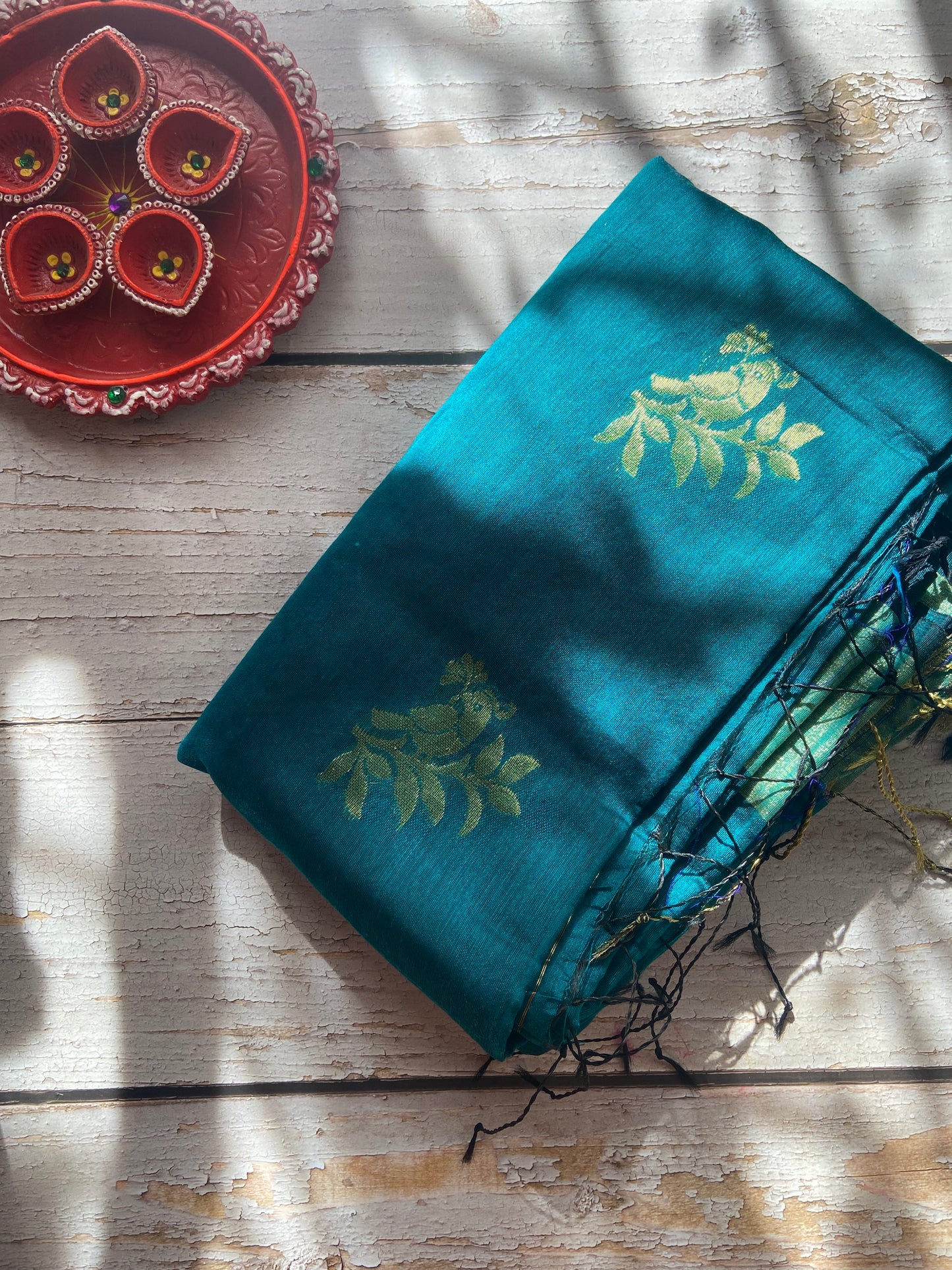 Teal Tia Saree