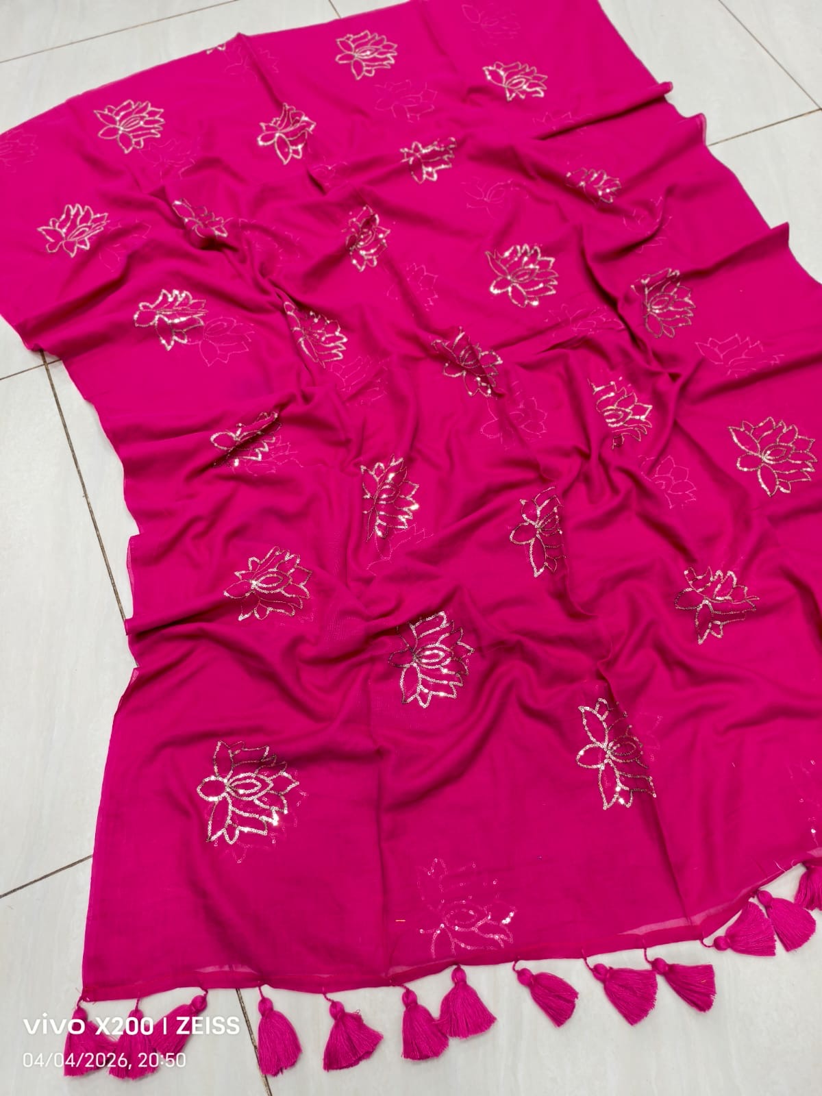Sequinned kamal mul saree