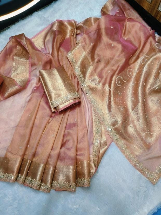 Reba Tissue Silk Saree (peach)