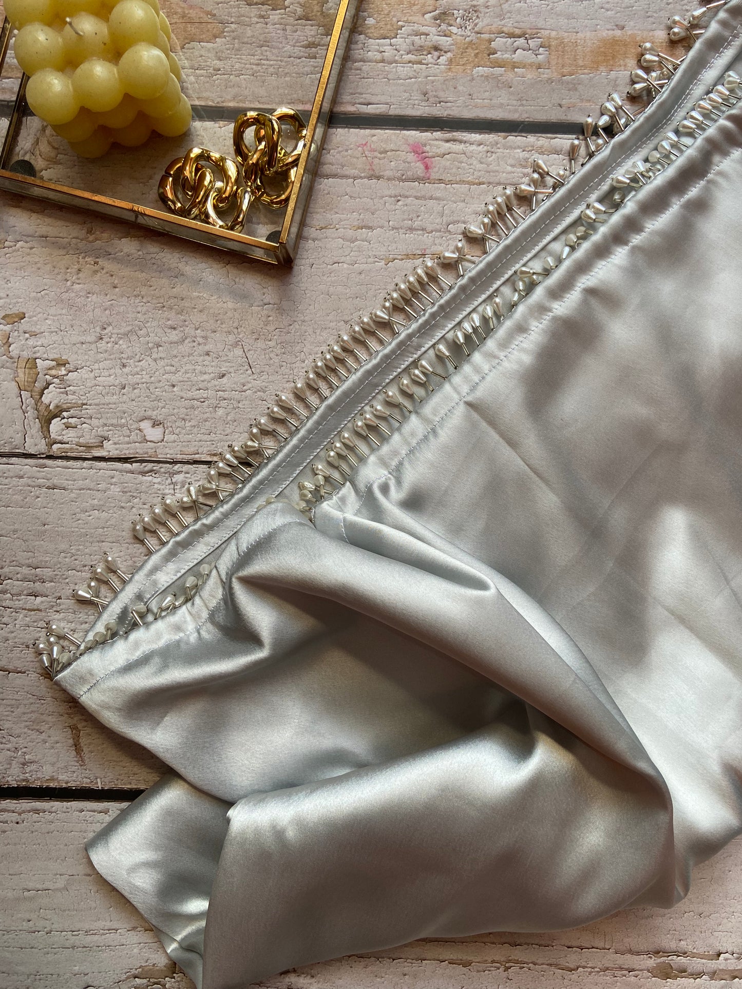 Moon Dust Silver Satin Saree