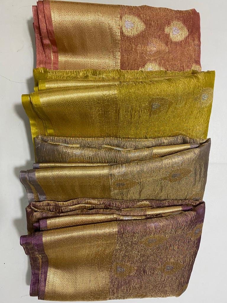 Morni crush tissue silk saree