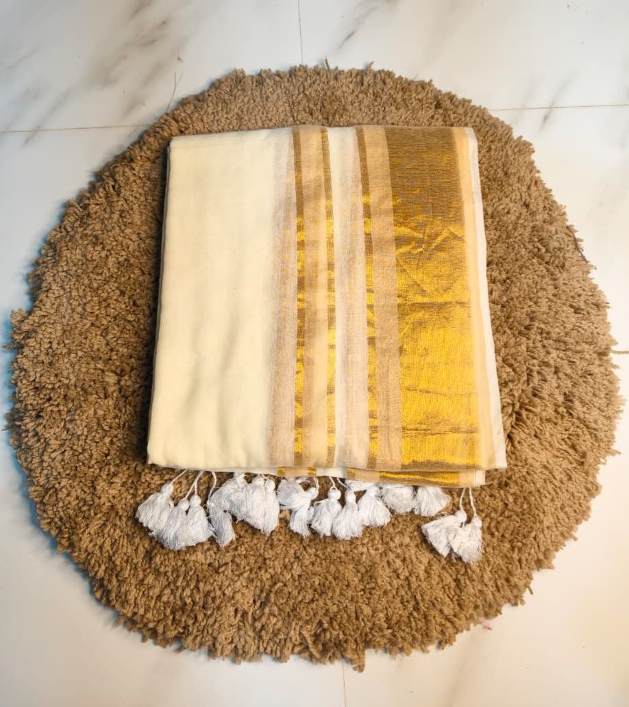 Rutvi Mul Saree (Ivory)