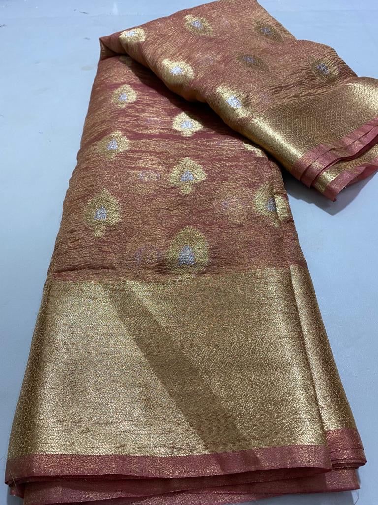 Morni crush tissue silk saree