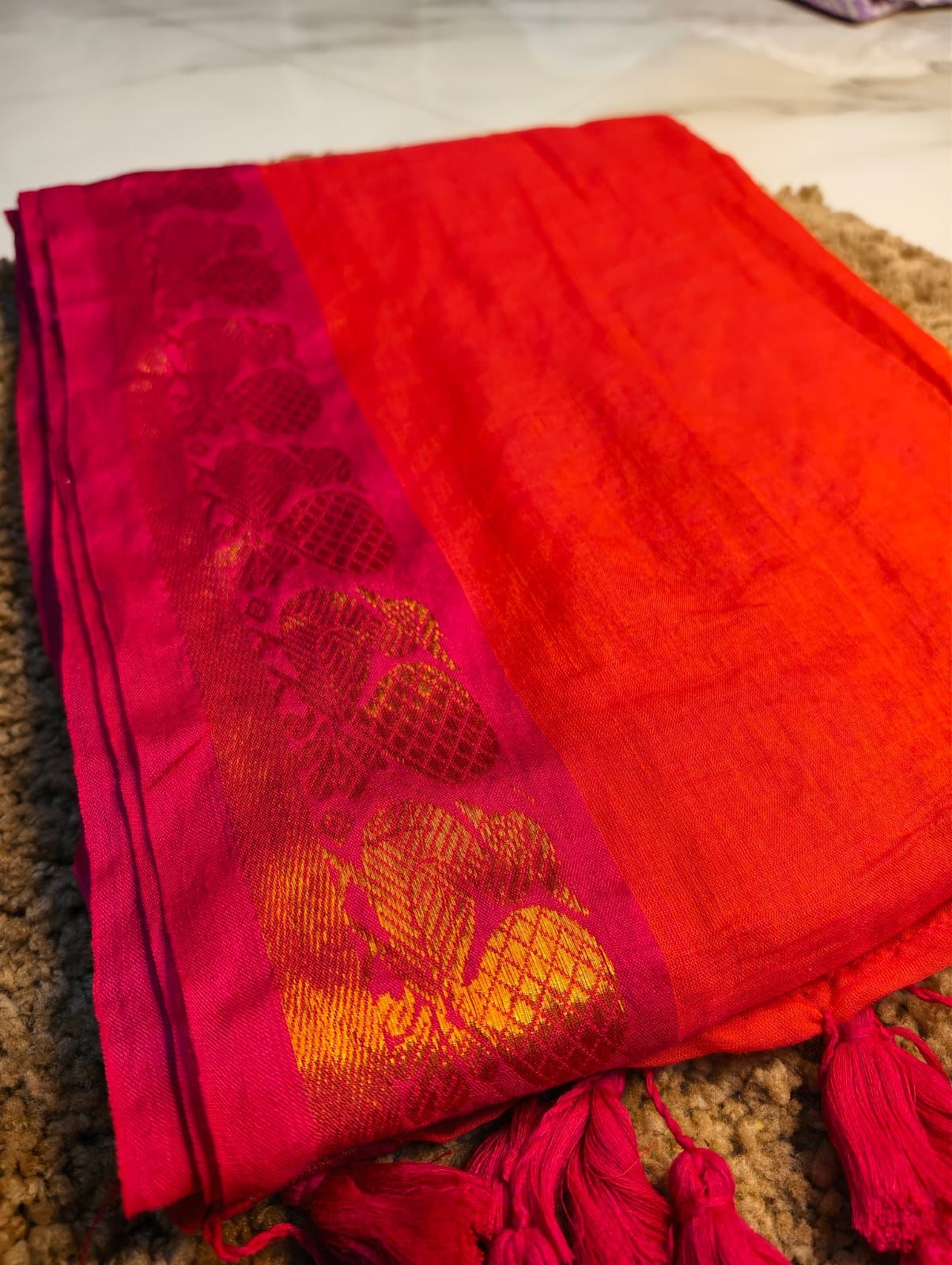 Devika Mul Saree (orange)