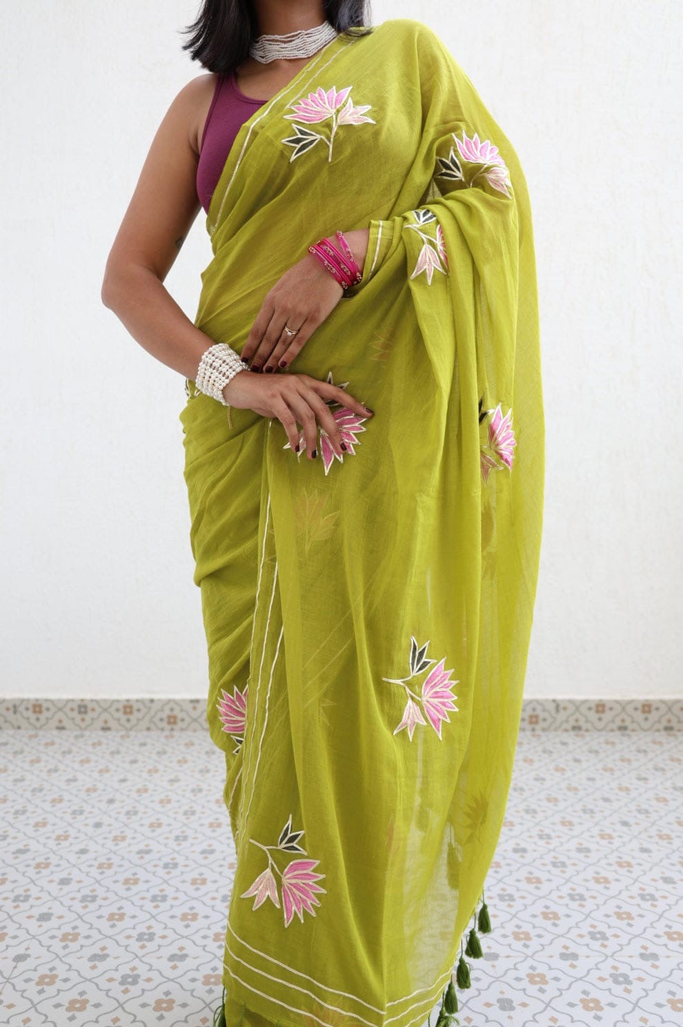 Kadam Mul Saree (Green)