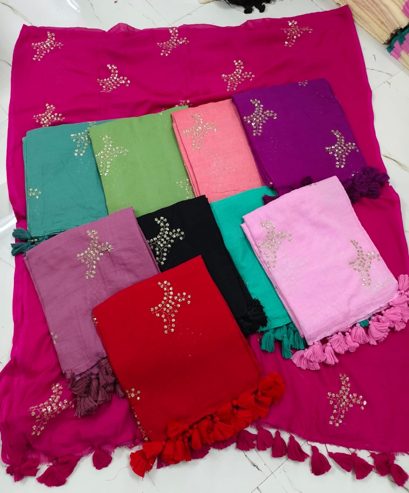 Sequinned Banlata Saree