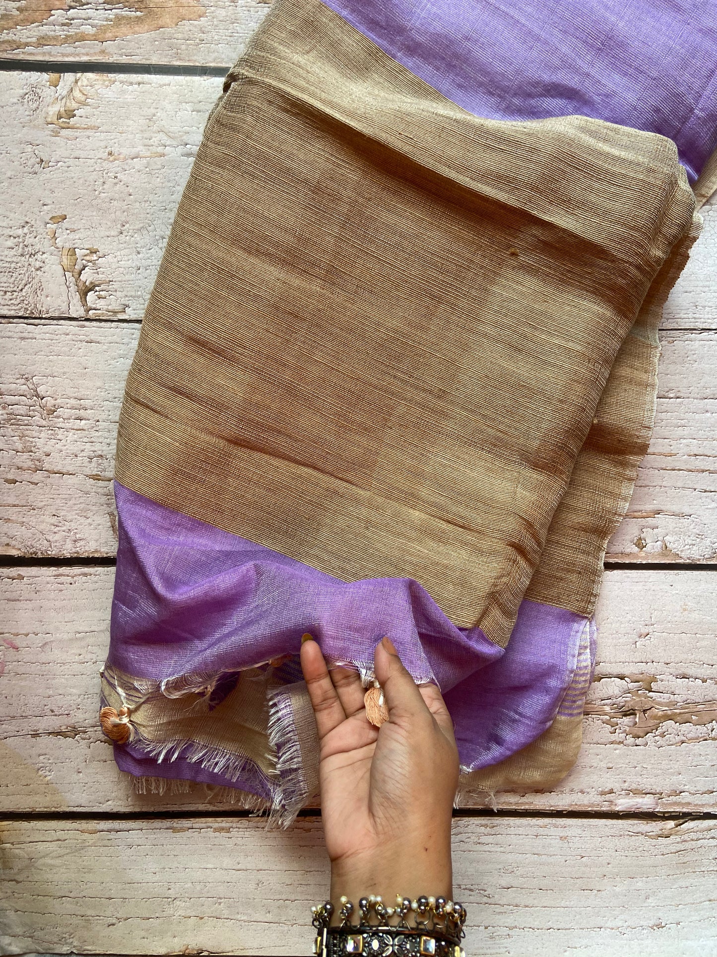 Lavender Ghicha Linen Saree