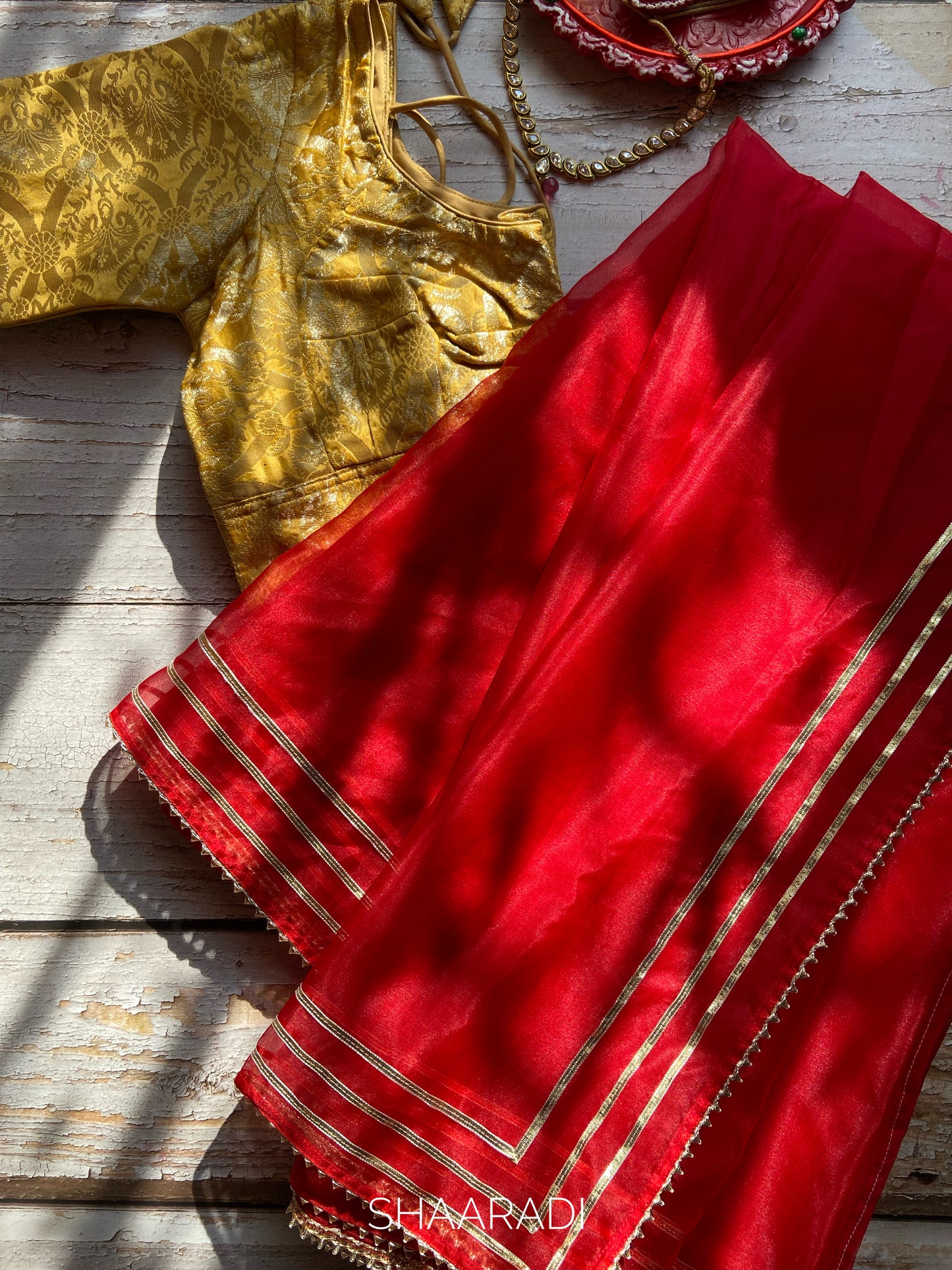 Sona Red Organza Saree