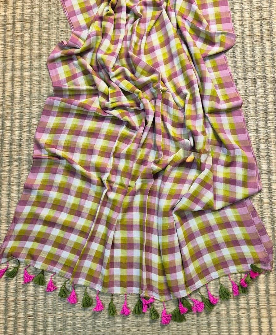 Ila Checked Mul Saree
