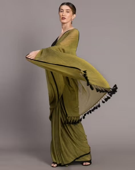 Alaya Mul Saree (Olive)