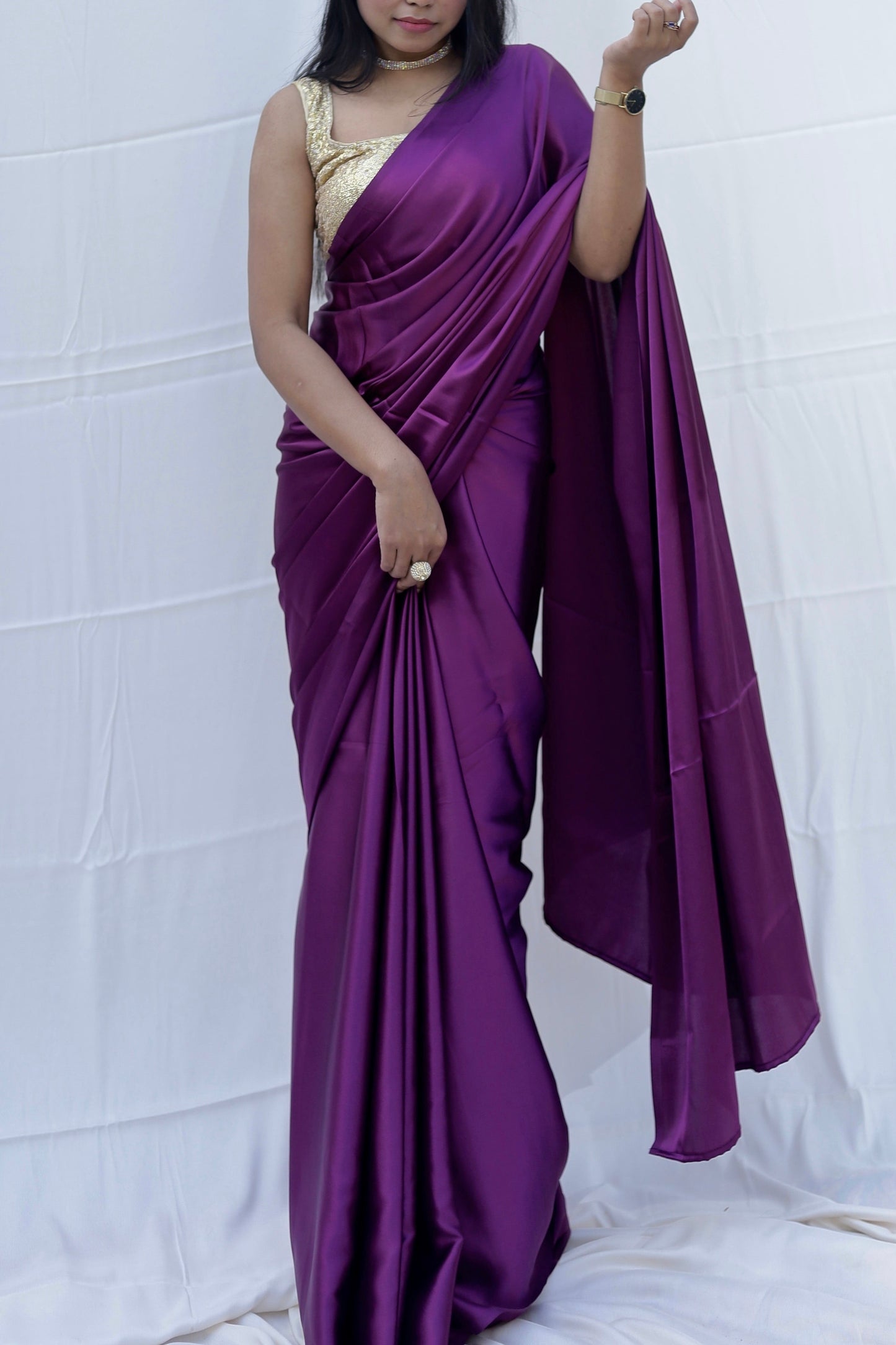 Purple Heart Satin Saree