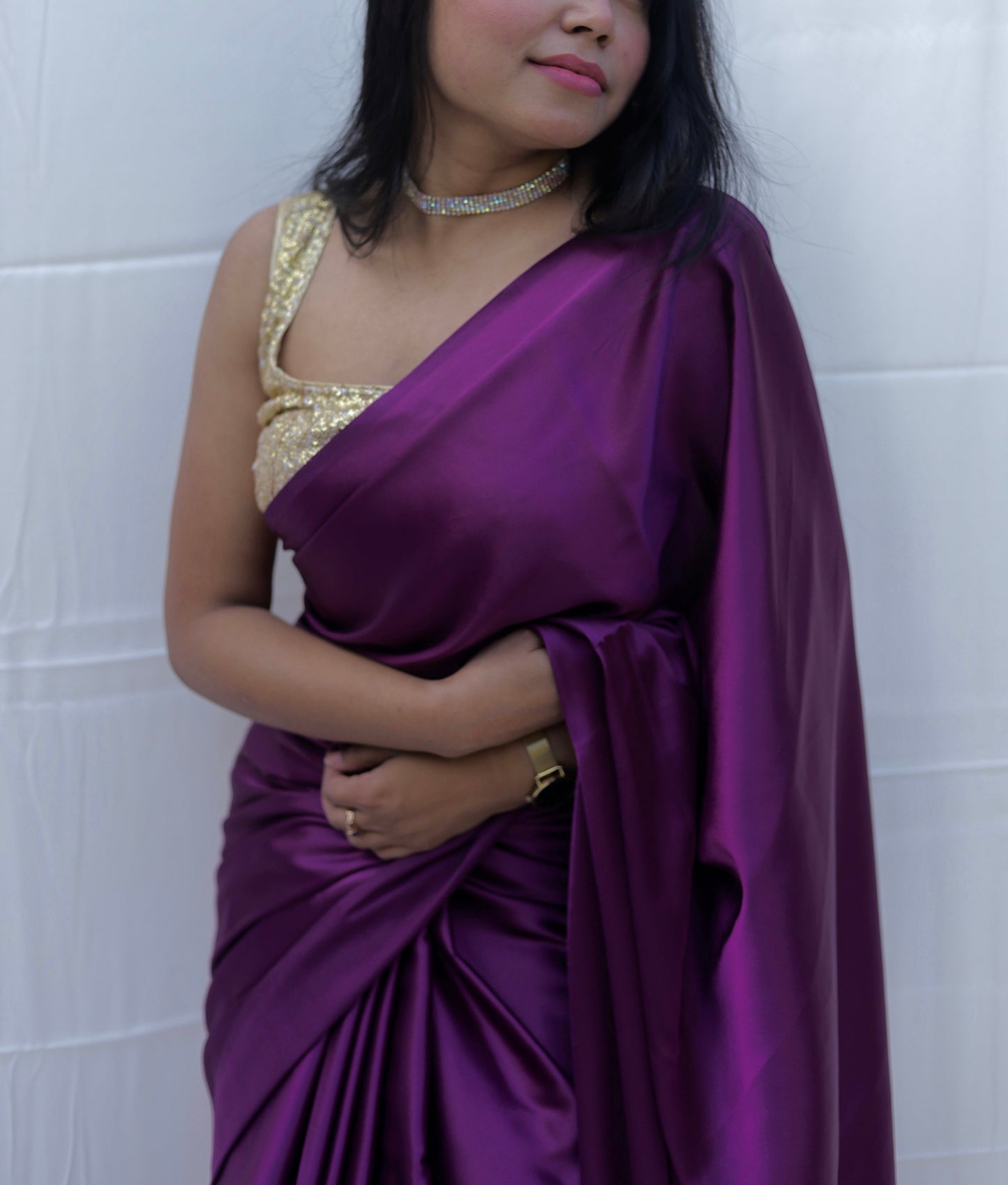 Purple Heart Satin Saree