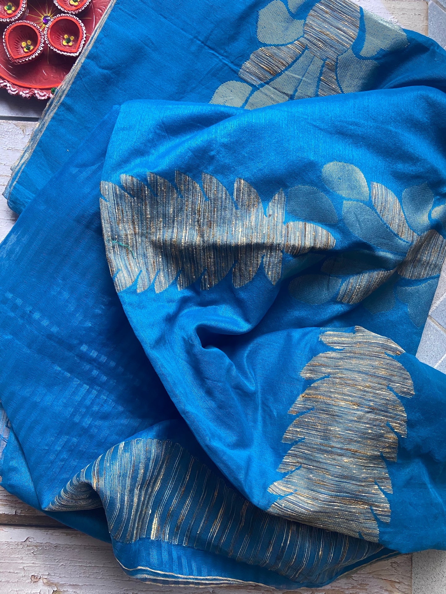 Golden hour on blues Saree